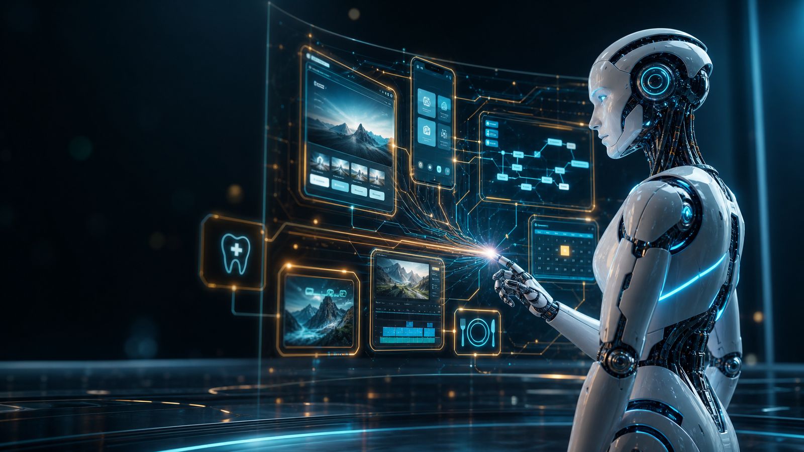 Humanoidni robot upravlja holografskim ekranima sa sajtovima, aplikacijama i kalendarom zakazivanja
